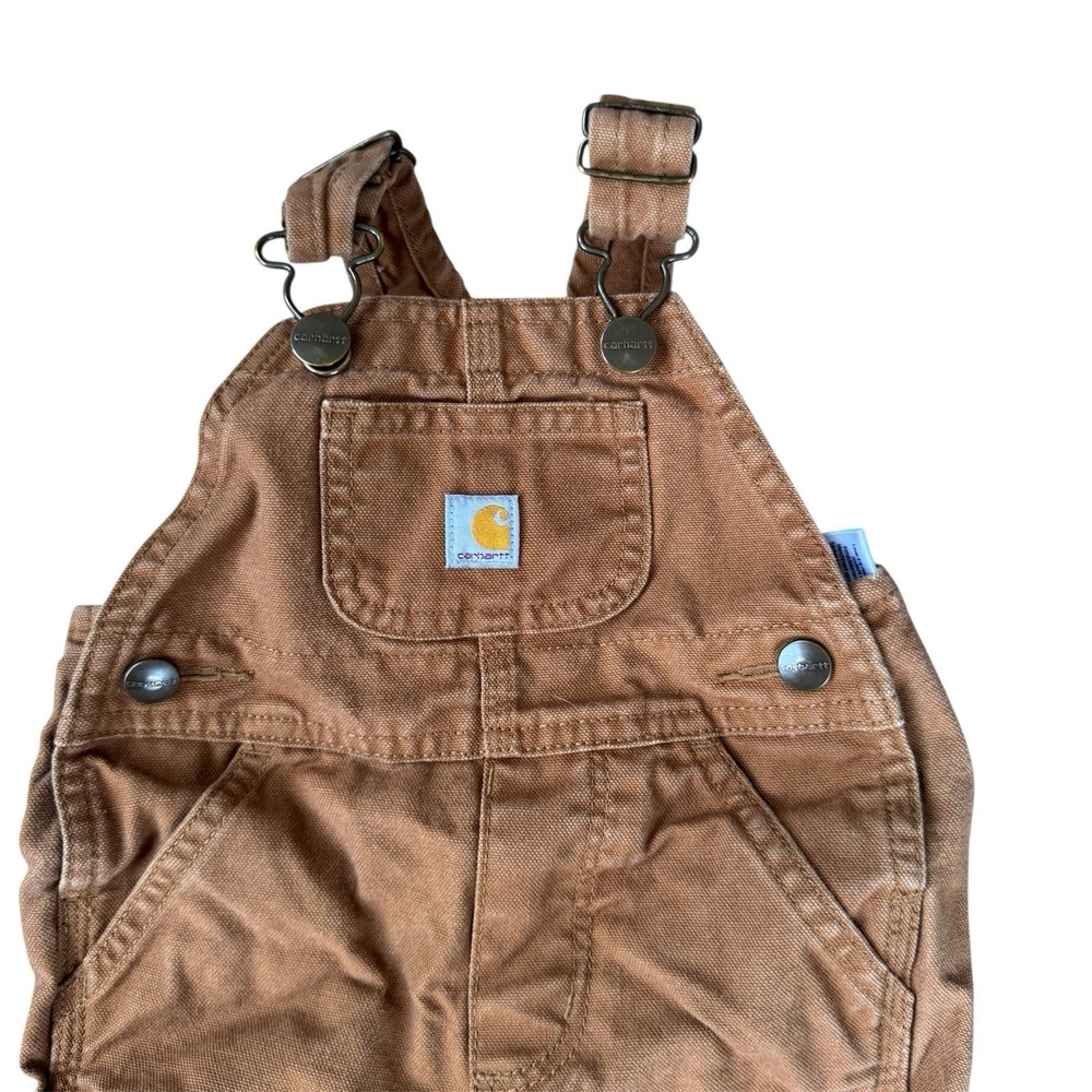 100% Cotton Boys 6m Tan Carhartt Overalls Model OX8609-B - Picture 2 of 5